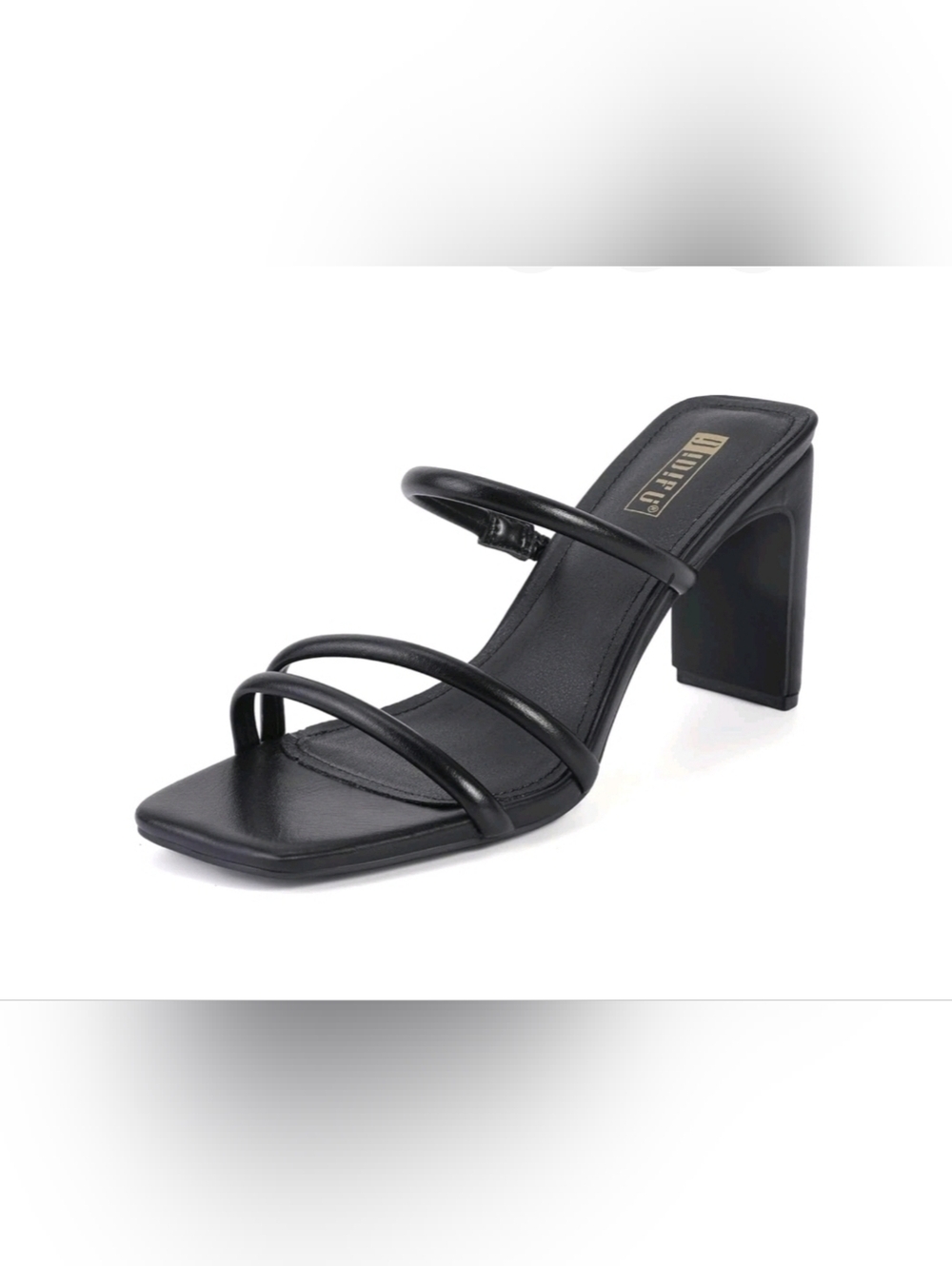 IDIFU Strappy Block Heel Mules Black Square Toe Womens US 9.5